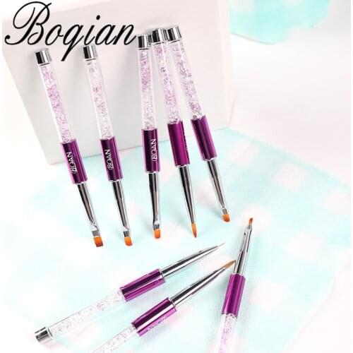 BQAN Pueple Nail Brush UV Gel Liner Painting Pen Acrylic Drawing Brush for Nails Gradient Rhinestone Handle Nail Art Tool
