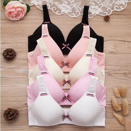 Young Girls Small Training Bra Wireless Cotton Girls Swimming Bra Young Student Teens Solid Underwear Age For 12-18Y GB49