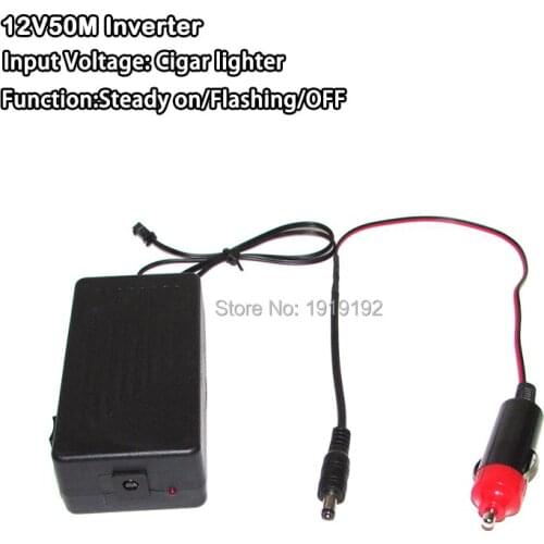 Long Lifetime DC12V EL inverter/driver by Car Cigar Lighter For Car Flashing Party Decor For driving length 50M EL wire EL strip