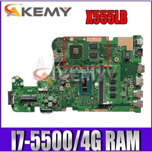 EDP X555LB mainboard X555LD REV 3.3 For Asus X555LJ X555LF X555LB X555LP laptop motherboard 4GB RAM I7-5500 GT940M/GT920M/2GB