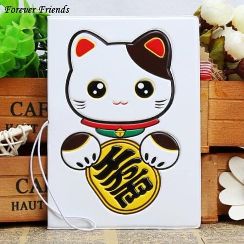 ForeverFriends Fashion PU&PVC passport Cover , ID Credit Card Cover business Card -ID Holders for travel - Fortune cat pattern