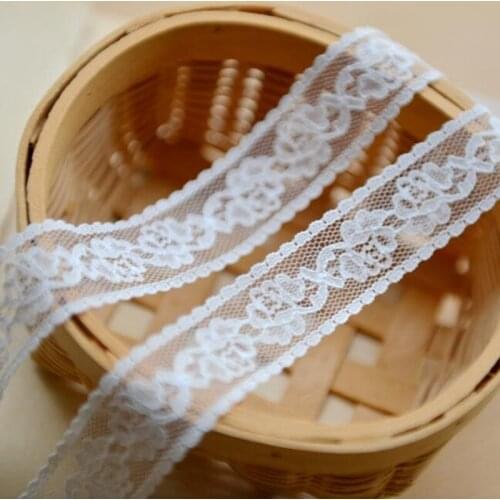 2.5cm width Lace Trim Jacquard Lace Embroidered Sewing Applique Net Lace Fabric black white yellow
