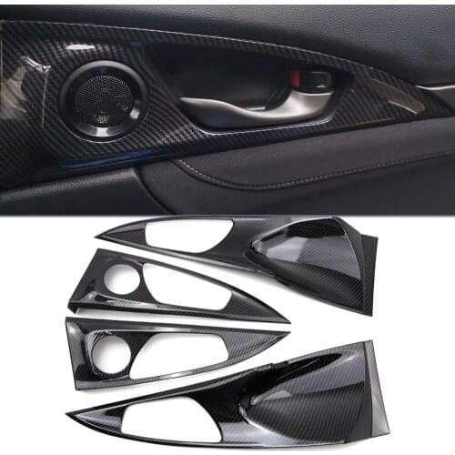 Interior Door Handle Bowl Cover for Honda Civic Type R / Hatchback 2017 2018 2019 2020 Carbon Fiber Style