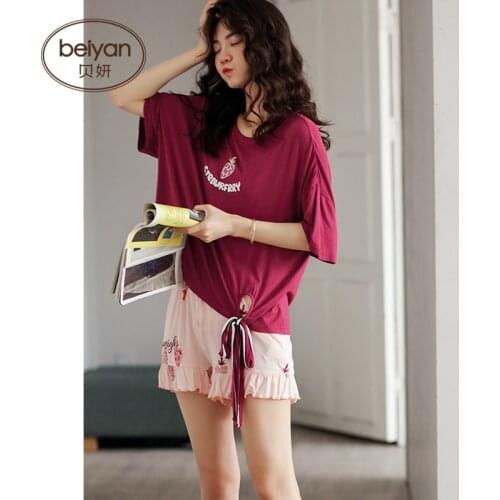 Summer modal pajama sleeve shorts in household to take sweet girl thin female suits summer big yards
