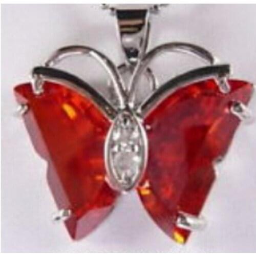 Fashion jewelry Free Shipping Red Cubic Zirconia Ruby 18K Crystal Butterfly Pendant & Necklace