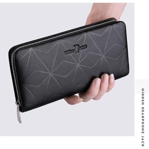 Williampolo mens wallet multi-function zipper clutch bag Europe and the United States first layer leather leather handbag