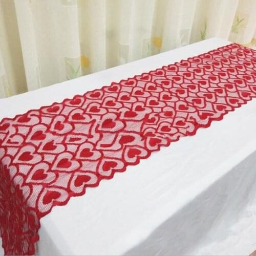 New Heart Pattern Lace Table Runners Valentines Day New Year Red Love Table Flag Heart Shaped Tablecloth Home & Living Decor