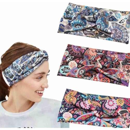 New Women Tie Dye Sport Hair Bands Leopard Print Vintage Headbands Cross Turban Bandage Headbands Hairbands Hair Accessories