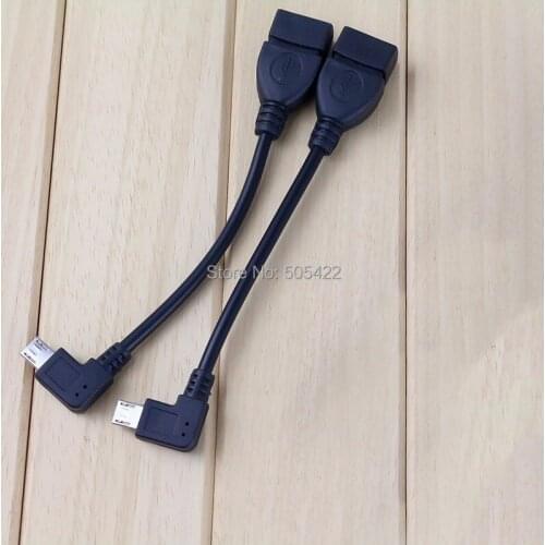 200pcs/lot Micro USB B Male to USB A Female OTG Adapter Converter Cable Cord Left Angle wholesale