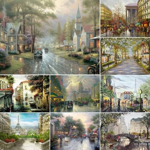 Landscape City Street 5D DIY Diamond Paintin Cross Stitch Kit Full Drill Square Embroidery Mosaic Art Picture of Rhinestones
