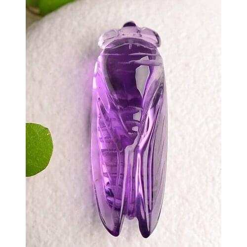 Genuine Natural Purple Amethyst Quartz Cicada Pendant 41*14*11mm Women Men Amethyst Necklace Jewelry AAAAA