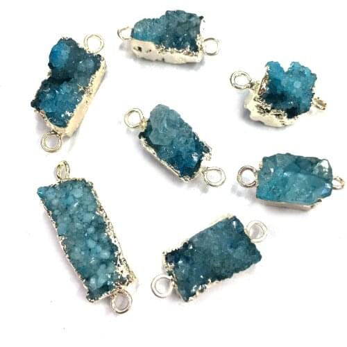 Natural Stone Pendant irregular shape Crystal Cluster Double Hole Connector for Jewelry Making DIY Necklace Bracelet Accessories