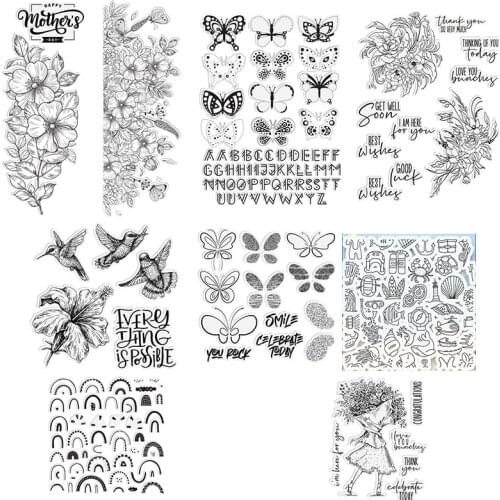 Dotted Butterflies Flowers Transparent Silicone Clear Stamp For Scrapbooking DIY Craft Decoration Soft Stamp New 2021