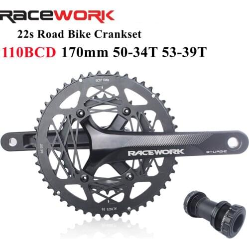 Racework Road Bike Crankset 22 Speed 110BCD Hollow Double Sprockets 170Mm 50-34T 53-39T Folding Bicycle Crank Chainring With BB