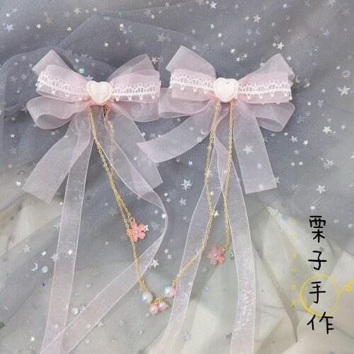 Self-Made Lolita Hairpin Headdress Immortal Double Horse Tail Clamp Lolita SOFT Girl Side Clip Small Things
