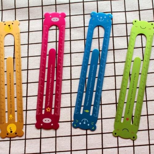 Fromthenon Student Rulers 13cm Metal Stainless Ruler Metal Clip Bookmark Color Kawaii Stationery School Supplies Double Sided