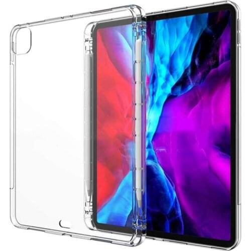 Silicone Soft TPU Transparent Clear Flexible Back Case Cover For iPad Pro 12.9 inch 2021 2020 2018 2015 2017 With Pen Slot