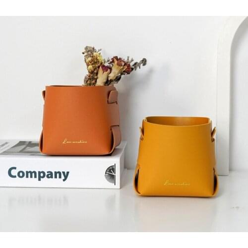 Folding Porch Key Storage Box Leather Living Room Bedroom Desktop Cosmetics Remote Control Stationery Sundry Storage Basket Home