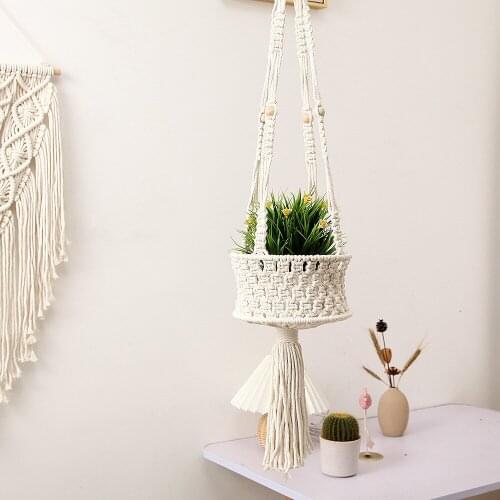 Hand Woven Macrame Plant Hanger Tapestry Nordic Hanging Basket Hanging Planter Baskets Flower Pot Net Garden Balcony Decor