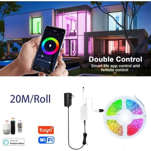 WiFi RGB Led Strip Lights 16.4Feet 5M 20M Works with Alexa for Home Party Kitchen Smart Life App Remote Control Music Sync