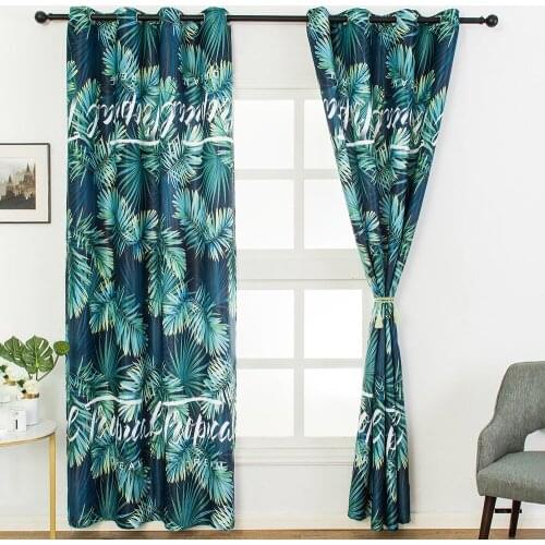 Tropical Plants Printing Thermal Insulating Curtains Modern Blackout Curtains For Bedroom Living Room Window Curtains