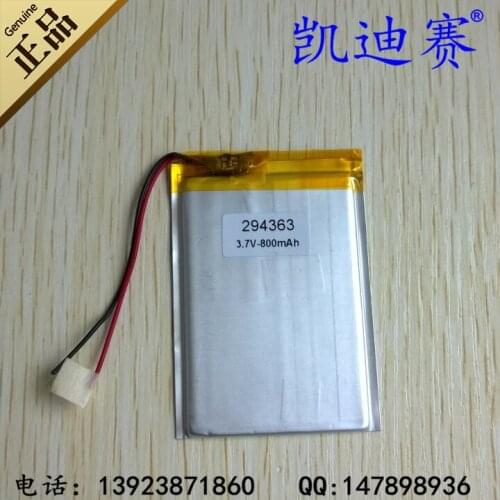 3.7V polymer lithium battery 294363 800mAh ultra-thin MP4 navigation A products Rechargeable Li-ion Cell Rechargeable Li-ion Cel