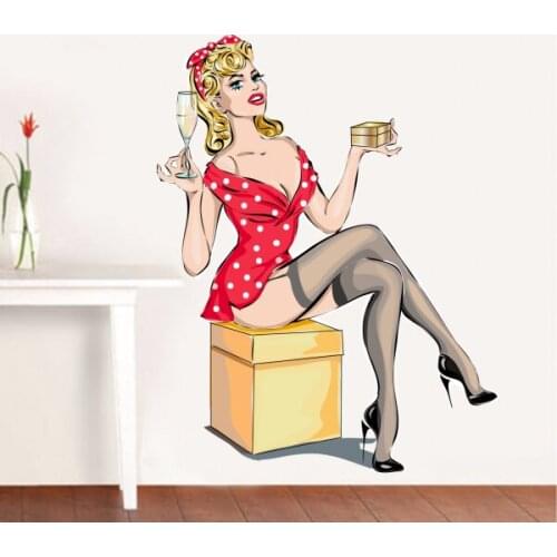 Sex Girl Seat on The Chair Wall Vinyl Sticker Pattern Custom Home Decor Wedding PVC Wallpaper Art Design Poster