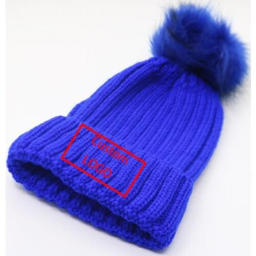 Factory Price! Free Custom LOGO Design Winter Melon Skin Beanie With Pompom Warm Bonnet Casual Unisex Knit Hip Hop Caps