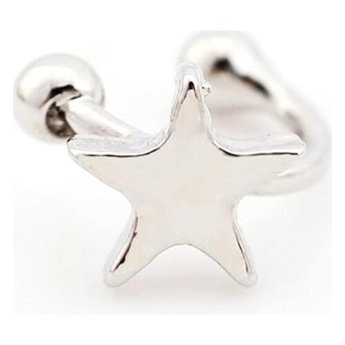 1Fashion Simple imitation Heart-shaped five-pointed star moon geometry triangle Earless hole Ear bone clip Female charm jewelry