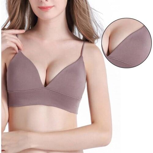 Women No Steel Ring Bra Wrapped Chest Underwear Padded Strap Solid Color Everyday Casual Beauty-back Gathering Lingerie Sports