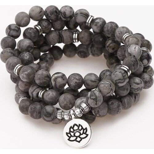108Bead Bracelet Lotus Buddha Pendant Bracelet Fashion Buddhism Yoga Jewelry For Men And Woman