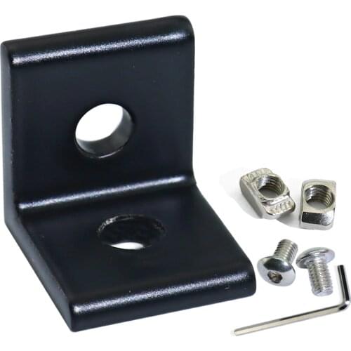 4/10 Sets 2 Hole Black 90 Degree Inside Corner Bracket Kit for 2020 3030 4040 Aluminum Extrusion Profile 20x20 with Nuts Screws
