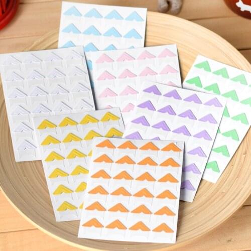 5 Sheets DIY Scrapbook Paper Photo Albums Frame Picture Decoration Candy Color Photo Corner Stickers (1 Sheet = 24pcs Sticker)