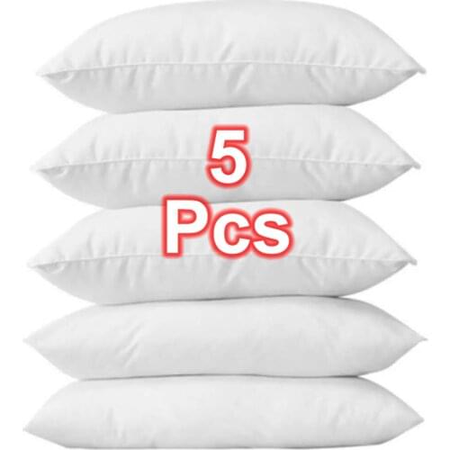5 pcs Standard White Pillow Silicone pillow 50x70 Cm - 100% cotton outer surface Inner Filler Soft Neck Protection Comfortable