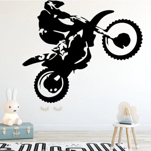 AiyoAiyo Motorcycle Stunt Driver Wall Sticker For Boys Bedroom Wallpaper Kids Room Decor Wall Decal sticker motocros pared