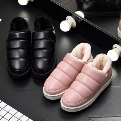 Women Winter Fur Snow Ankle Boots Warm Flats Pu Leather Waterproof Men Ladies Couple Comfortable Shoes