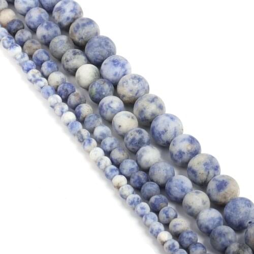 Natural Stone Bead Round Blue and white stone Exquisite Loose Spacer Beaded For jewelry making DIY bracelet necklace accessories