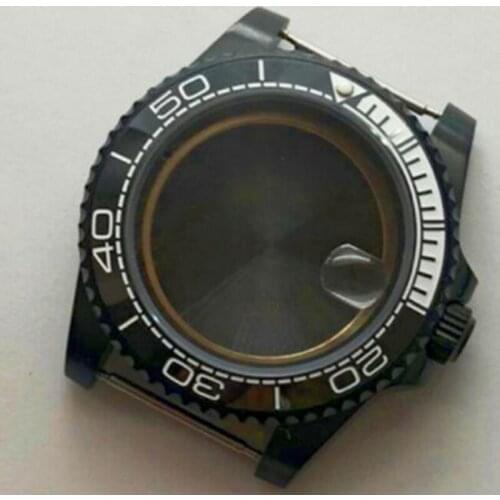 40mm PVD Coated Watch Case Sapphire Glass Ceramic Bezel Fit NH35A MIYOTA 8215 MOVEMENT