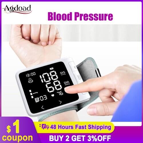 Digital Wrist Blood Pressure Monitor Heart Beat Rate Pulse Meter Blood Pressure Measuring three-color Backlight Dual-user Record