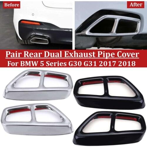 Stainless Steel Car Rear Dual Exhaust Muffler Pipe Cover Trims Auto Exterior Parts For BMW 5 Series G30 G31 2017 2018