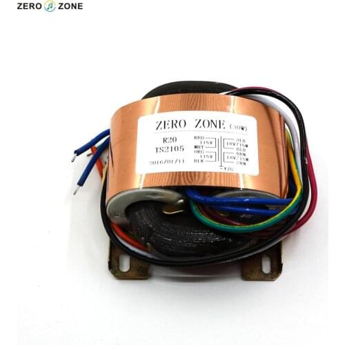 GZLOZONE 115V/230V 30W Dual 18V/0.8A R-type Transformer 30VA 18V*2 Pure Copper Transformer