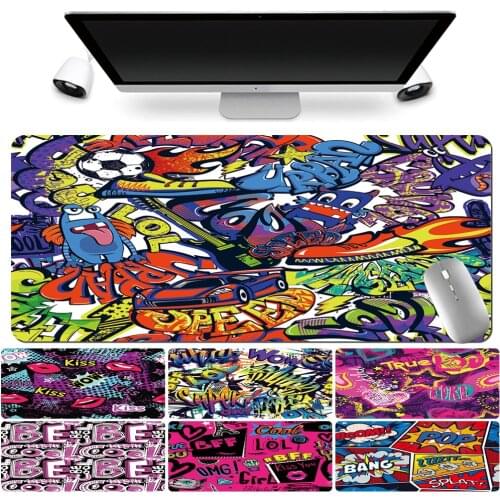Mouse Pad Gaming Gamer Large Table Mat PU Leather Mouse Pad Graffiti Art Series Office Computer Mousepad Computer Accessories