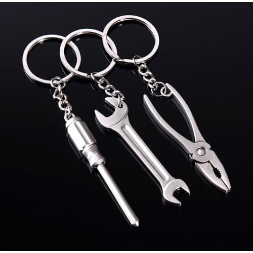 Indusleaves Vise Claw Hammer Hacksaw Wrench Hardware Tools Metal Key Chain Advertising Waist Hanging Keyring Keychain Pendant