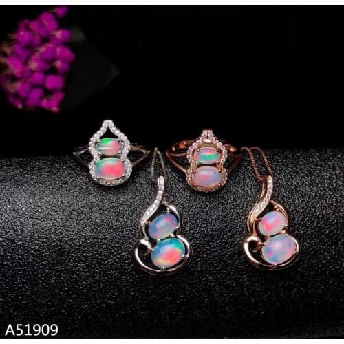 KJJEAXCMY exquisite jewelry 925 sterling silver inlaid natural opal gemstone female ring necklace pendant set to support detecti