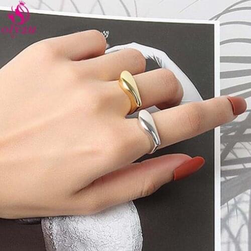 Korean Fashion Smooth Ring Punk Gothic Women Couple Retro Gold Geometric Ring Handmade Wedding Jewelry Wedding Gift Anillos 2020
