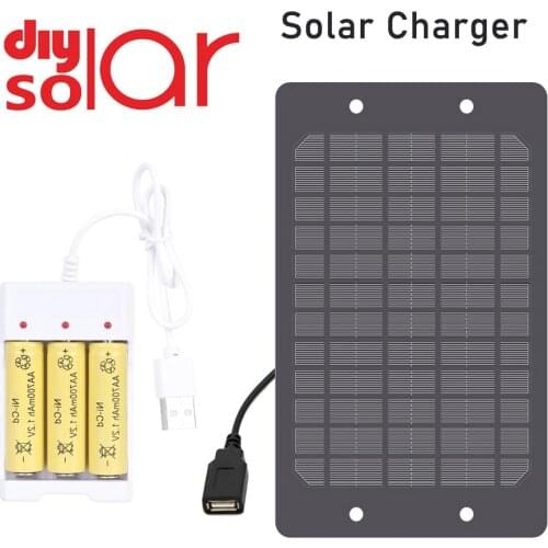 DC 1.2V AA AAA 5 7 Rechargeable Battery Charger Controller 5V6W Solar Panel Outdoor Battery Charger 5V USB Plug