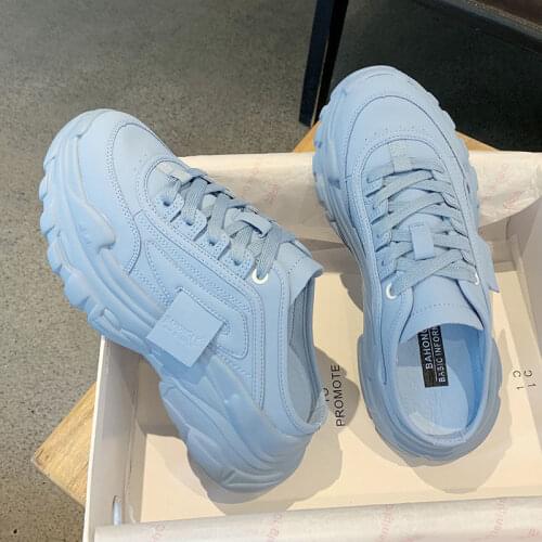 Slippers Women New Casual Platform Lazy Shoes Female Outer Wear Fashion Trend Chunky Sneakers Solid Color Lace-Up Ladies Shoes