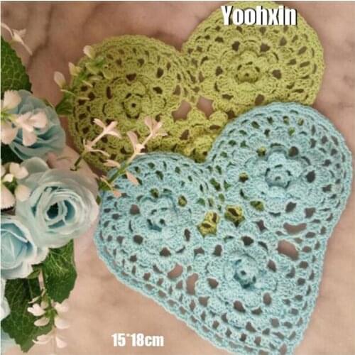 3D Lace Heart cotton table place mat pad Cloth Handmade crochet placemat cup mug Christmas tea coaster pan dish doily kitchen