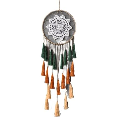 Dream catcher three color tassel handmade tassel round dream catcher wall home pendant home decoration windchime nordic decor