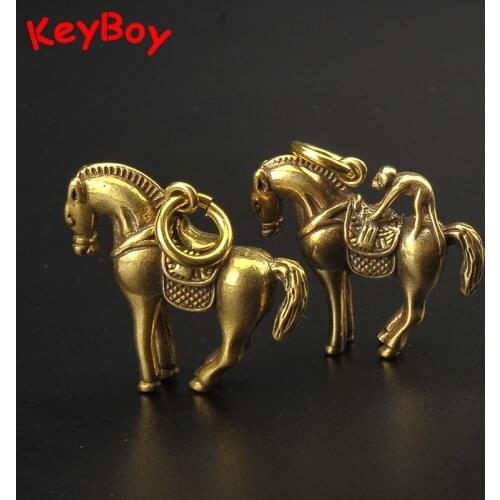 Handmade Copper Horse Keychain Pendants Hanging Jewelry Brass Lucky Monkey Riding Horse Vintage Key Chain Rings Pendant Keyring